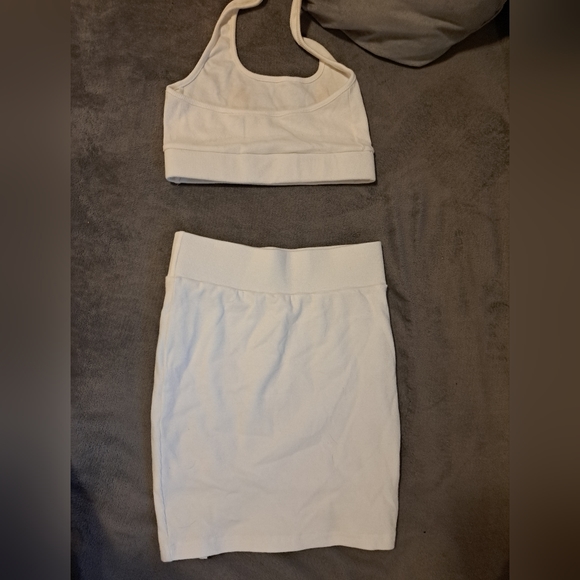 Orange Juice The Brand White Ribbed Stretch 2 Piece Skirt & Halter Small - Picture 6 of 6